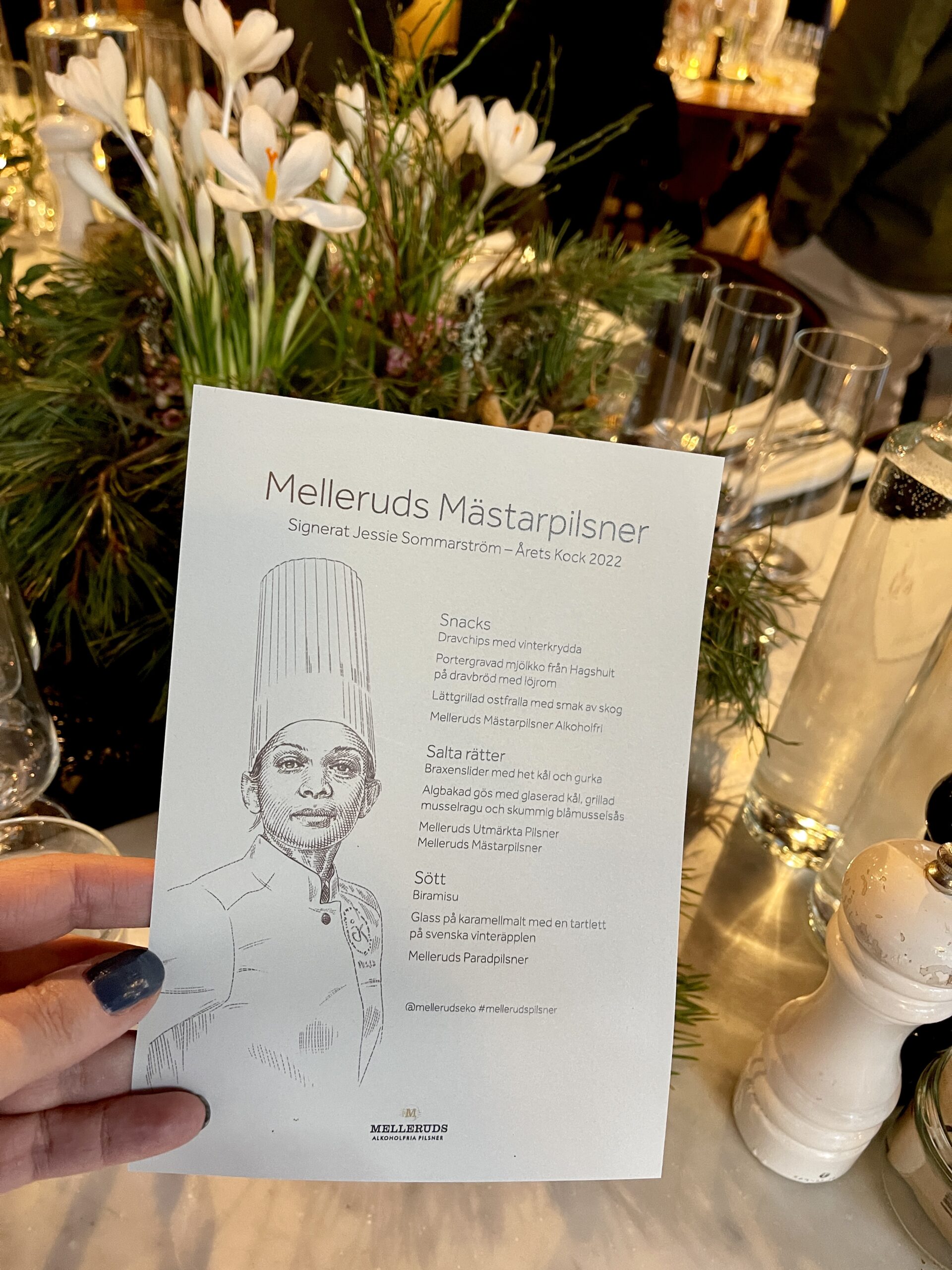 Melleruds Mästarpilsner av Årets Kock 2022 Jessie Sommarström och hennes meny på pressträffen på Urban Deli.